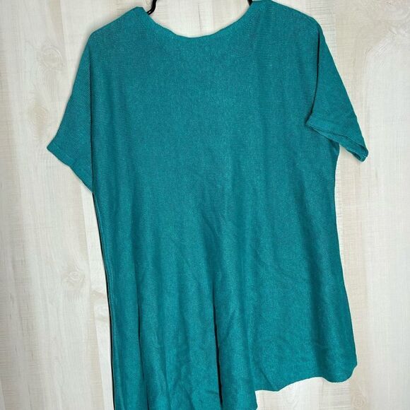 Eileen Fisher linen turquoise short sleeve‎ tunic top, size small - Picture 13 of 16